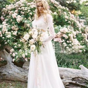 Wedding Dresses import placeholder for 2 pieces lace top chiffon skirt romantic 160220091