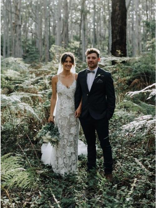 sheath spaghetti straps backless beach lace wedding dress dml14 sheath spaghetti straps backless beach lace wedding dress dml14