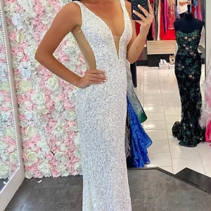 Prom Dresses import placeholder for white sequin v neck mermaid long formal 160219548