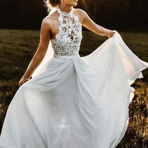 Wedding Dresses import placeholder for simple a line halter sleeveless chiffon 160220435