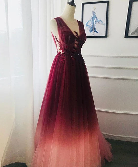 a line appliques burgundy tulle long prom dresses formal evening dress dms22 a line appliques burgundy tulle long prom dresses formal evening dress dms22
