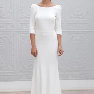Wedding Dresses import placeholder for simple sheath bateau backless 3 4 sleeve 160220412